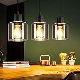 ZMH Pendelleuchte Esstisch Hängelampe Schwarz - Esstischlampe Hängend E27 Hängeleuchte Vintage 3 Flammig Esszimmerlampe Industrial Pendellampe Retro für Wohnzimmer Hotel Büro (ohne Leuchtmittel)