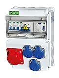 BAUSTROMVERTEILER WANDVERTEILER KOMPLETT VERDRAHTET 32A 16A 230V MIT CEE DOSE ZÄHLER IP65, 4. 1x16a 3x230v MIT LS+FI