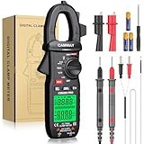 CAMWAY Stromzange, Strommessgerät DC/AC Strom 0-600A, Zangenmultimeter True-RMS 6000 Counts Auto-Ranging mit LOWZ, misst AC/DC Spannung Strom Widerstand NCV Dioden Kapazität Tastverhältnis Temperatur