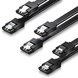 deleyCON 3x 50cm SATA III Kabel im Set S-ATA 3 Datenkabel - HDD SSD Verbindungskabel Anschlusskabel Metall-Clip 6 GBit/s - 2 Gerade L-Type Stecker - Schwarz