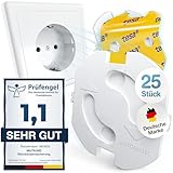 MUTKIND® Steckdosen Kindersicherung - (25 STK. mit Kleber von TESA) Steckdosenschutz Kindersicherung mit Drehmechanik - Kindersicherung Steckdose - Steckdosensicherung Baby